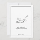Romantisch Zwart Wit Rand Lijst Script Save The Date (Voorkant)