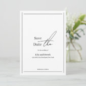 Romantisch zwart-wit randframe script  save the date (Staand voorkant)