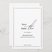 Romantisch zwart-wit randframe script  save the date (Voorkant / Achterkant)