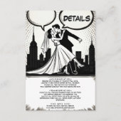 Romantisch zwart-wit stripboek Elegante bruiloft Informatiekaartje (Voorkant)