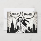 Romantisch zwart-wit stripboek Elegante bruiloft RSVP Kaartje (Achterkant)