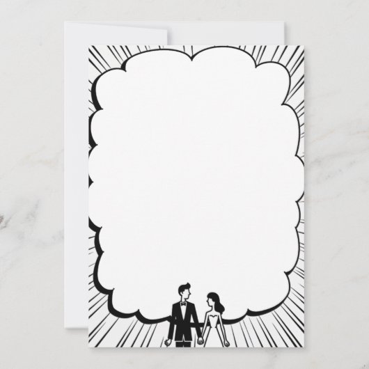 Romantisch zwart-wit stripboek Elegante bruiloft Save The Date (Achterkant)