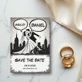 Romantisch zwart-wit stripboek Elegante bruiloft Save The Date