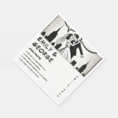 Romantisch zwart-wit stripboek Elegante bruiloft Servet (Hoek)