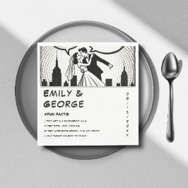 Romantisch zwart-wit stripboek Elegante bruiloft Servet