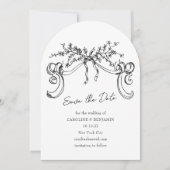  Romantisch Zwart Wit Wedding Arch Vorm Kaart (Voorkant)