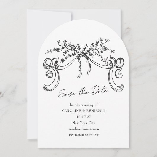 Romantisch Zwart Wit Wedding Arch Vorm Kaart (Voorkant)