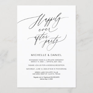 Romantisch Zwarte Script, Trouw Elopement Kaart