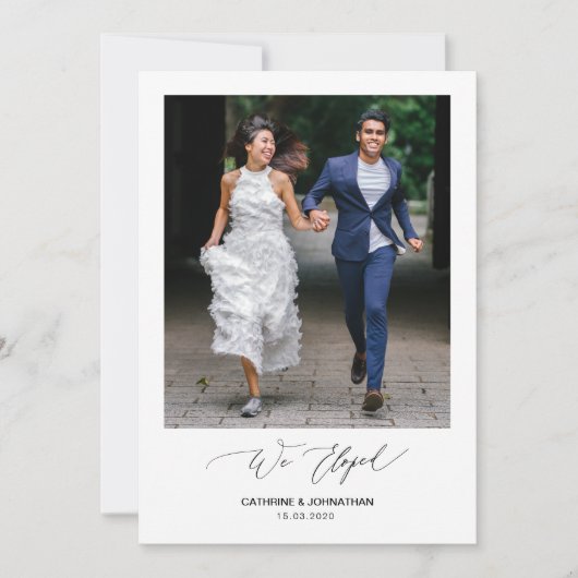Romantisch Zwarte Script,, Trouw Elopement Kaart (Voorkant)