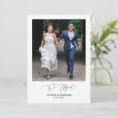 Romantisch Zwarte Script,, Trouw Elopement Kaart (Staand voorkant)