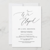 Romantisch Zwarte Script,, Trouw Elopement Kaart (Achterkant)