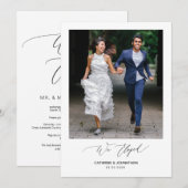 Romantisch Zwarte Script,, Trouwen met alleen de n Kaart (Voorkant / Achterkant)