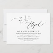 Romantisch Zwarte Script,, Trouwen met Elopement Kaart (Achterkant)