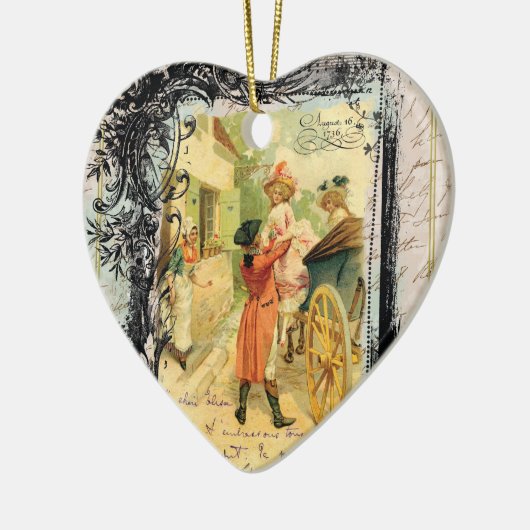 Romantische 18e eeuw  kerstmis keramisch ornament (Links)