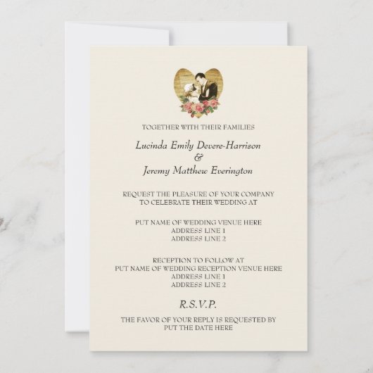Romantische 1920 thema bruiloft uitnodigingen (Achterkant)