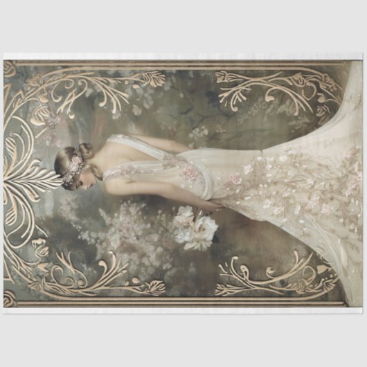 Romantische 1920's Elegant Flapper & Floral Tissuepapier (Voorkant)