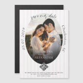 Romantische 1 Foto Krabbel QR Code Bewaar de Datum Magnetische Uitnodiging (Voorkant / Achterkant)