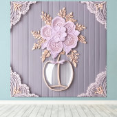 Romantische 3D-kantbloem Canvas Afdruk (Insitu (Houten vloer))