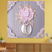 Romantische 3D-kantbloem Canvas Afdruk (Insitu (Woonkamer))