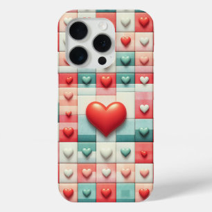Romantische 3D rode hart telefoonhoes - Pastel Moz iPhone 15 Pro Case