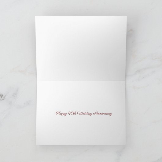 Romantische 40e Ruby Bruiloft Jubileum vrouw Kaart (Binnen)