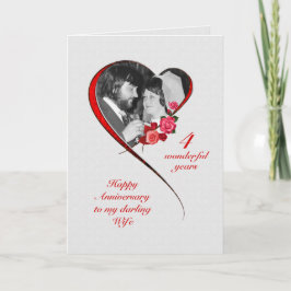 Romantische 4de huwelijksverjaardag voor vrouw kaart