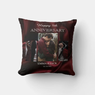 Romantische 5e jubileum foto collage throw kussen