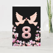 Romantische 8e Jubileum Kaart met Doves & Flowers (Achterkant)