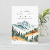 Romantische aangepaste berg save the date (Staand voorkant)