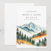 Romantische aangepaste berg save the date (Voorkant / Achterkant)