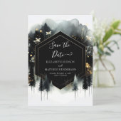 Romantische aangepaste betoverde bos bruiloft save the date (Staand voorkant)