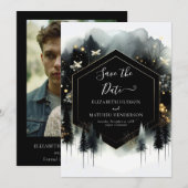 Romantische aangepaste betoverde bos bruiloft save the date (Voorkant / Achterkant)