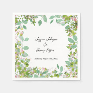 Romantische aangepaste eucalyptus zomerhuwelijk servet