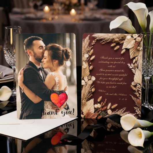 Romantische Aangepaste Foto Bloem Boho Landelijk Bedankkaart