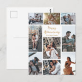 Romantische aangepaste foto collage modern jubileu briefkaart (Voorkant / Achterkant)