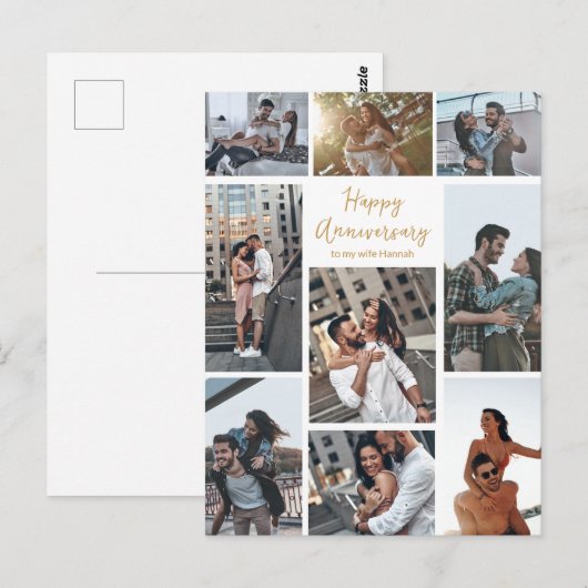 Romantische aangepaste foto collage modern voor ju briefkaart (Voorkant / Achterkant)