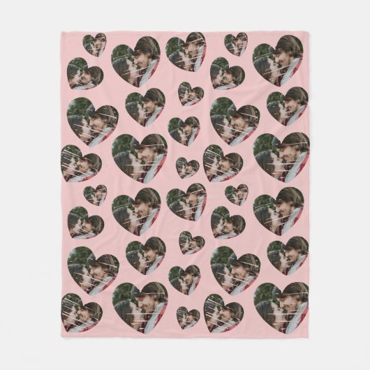 Romantische aangepaste foto harten roze fleece dek (Voorkant)