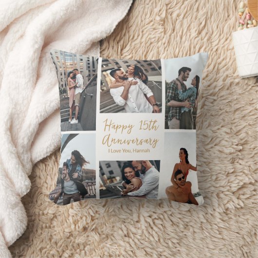 Romantische aangepaste jubileum foto collage moder kussen (Deken)