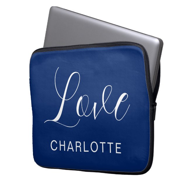 Romantische aangepaste script liefdessymbool lapto laptop sleeve (Voorkant Links)