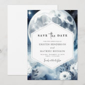 Romantische aardse maanverlichte bruiloft save the date (Voorkant / Achterkant)