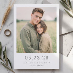 Romantische Aardse Minimalistische Foto Save The Date