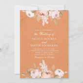 Romantische abrikoos pioen bruiloft uitnodiging (Voorkant)