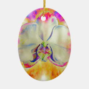 Romantische abstracte orchidee waterverf schilderi keramisch ornament