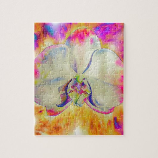 Romantische abstracte orchidee waterverf schilderi legpuzzel (Verticaal)