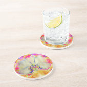 Romantische abstracte orchidee waterverf schilderi zandsteen onderzetter (Zijkant)