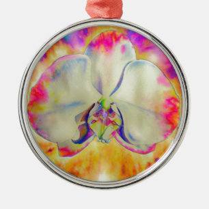 Romantische abstracte orchidee waterverfschilderin metalen ornament