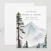 Romantische afdrukbare berg save the date (Voorkant / Achterkant)