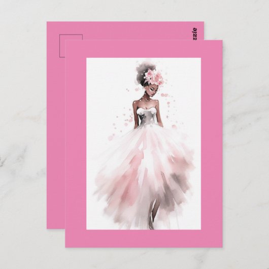 Romantische Afro-Amerikaanse Bruid Briefkaart (Voorkant / Achterkant)