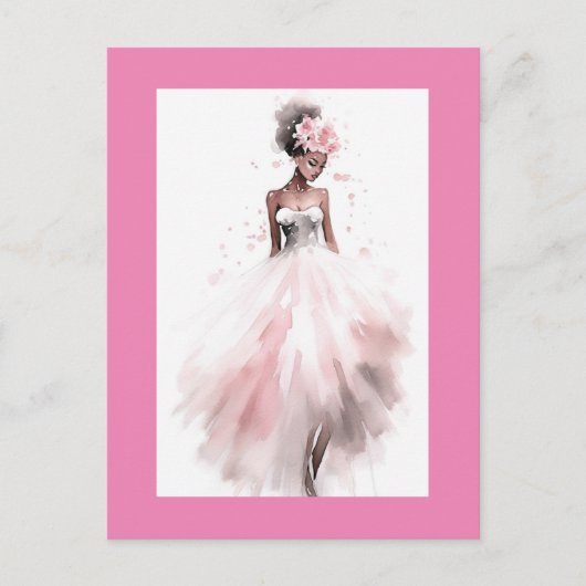 Romantische Afro-Amerikaanse Bruid Briefkaart (Voorkant)