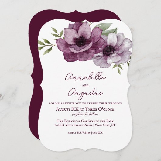 Romantische Anemonen Kaart (Voorkant / Achterkant)